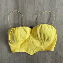 NWT Yellow Corset Padded Crop top size S