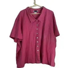 Maggie Barnes women’s size 32W linen blend short sleeve button up blouse