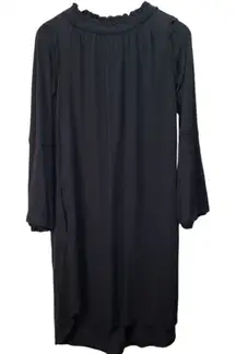 Malia Mills Dress Women X Small Black Grey Off Shoulder Bell‎ Sleeve Silk Blend