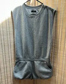 BDG Gray Sleeveless Sweatshirt Romper W/Pockets & Snaps on one shoulder Sz S-EUC
