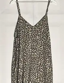 Zenana Outfitters Womens Maxi Dress Brown/Gray 1X Animal Print V-Neck Sleeveless Soft NWOT