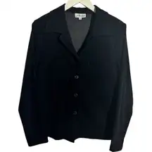 Vintage Harlow Top Women M Black Button Up Minimal Modest Fall Capsule Wardrobe