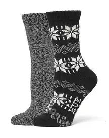 HUF Women's 2 Pack Black Snowflake Boot Socks Heavyweight One Size