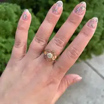 Swarovski Floral Motif Ring in Pink Crystal