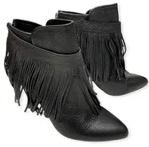 Lane Bryant Maria Leather Fringe Ankle Booties