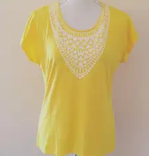 Ruby Rd yellow sequin tee size small