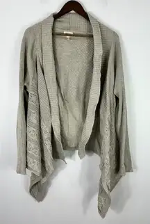 Matilda‎ Jane Cardigan XL Boho Cottagecore Open Knit Waterfall Drape Neutral