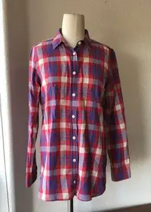 J.Crew plaid button down red blue lightweight everyday casual