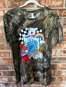 The Rolling Stones Camo Tee with Colorful Graphic