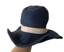 Pete Grimm Navy Blue Rounded Top Sun Hat Paper Moldable Rim