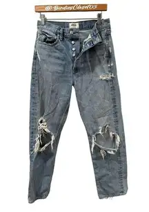Agolde 90’s High Rise Loose Fit Medium Wash Distressed Grunge Jeans 26