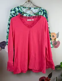 Belle by Kim Gravel Set - Embellished Pink LS & Patterned Fringe - Size - XS