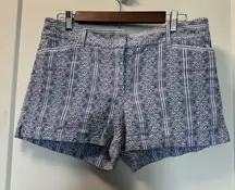 Ann Taylor Loft Embroidered‎ Stitched Blue White Short Nautical Beach Vacation 6