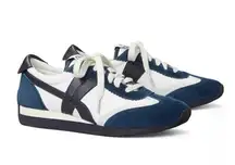 Tory Burch Hank Snow White/Bright Navy Low Top Sneakers Shoes Suede Leather 5