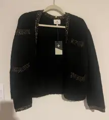 NWT Tuckernuck Elegant Black Sweater with Gold Accents size small
