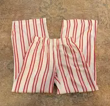 Jupee NWOT Red, White and Coral Striped High Rise Wide Leg Pants with Pockets