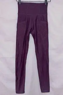 Freely Maroon Burgundy High Waisted Side Pocket Athletic Ankle Leggings size XS