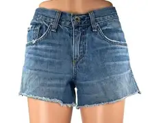 Rag & Bone Women's Blue Mid Rise Frayed Mini Cut-Off Denim Jeans Shorts Size 26