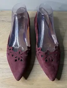 Lauren Ralph Lauren Allayana Burgundy Laser Cut Pointed Toe Ballet Flat Size 8.5