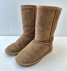 Bearpaw Emma Boots Womens Size 5 Suede Sheepskin‎ Lined Wool Blend Tan Brown