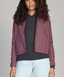 Long Sleeve Zip-Up Shirt jacket plaid cropped shacket