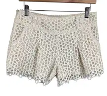 Freeway Women's White Lace Overlay Shorts Size Small Crochet Pockets