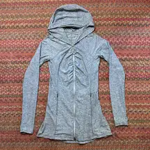 ATHLETA HEATHERED GREY HOODED ZIP UP JACKET