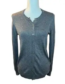 Nicole miller gray cardigan sweater preppy causal neutral minimalist