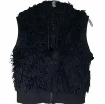 New York Outerwear Faux Fur Vest Hoodie with Pockets Womens Size Large