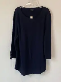 Navy Cotton Blend 3/4 Sleeve Sweater Size XL