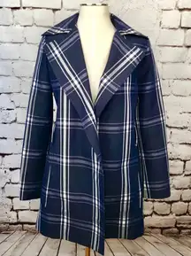 Zara Basic Blue Plaid‎ Checkered Spring Jacket