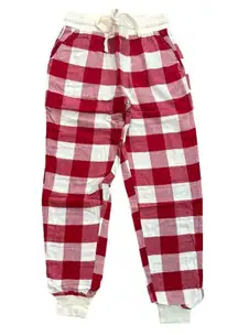 NWT Flannel Jogger PJ Pant Plaid Size XXS Red Cream