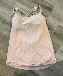 Lululemon Loose Scoop Back
Pink Gray Athletic Strappy Tank
Top Built in Bra Sz 8