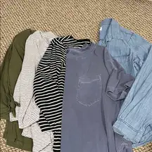 Old Navy Women's Tops in Olive, Striped, Black, and Blue