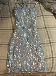 BLUE SPARKLY  HOCO DRESS
