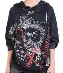 The Kooples Vintage Punk Graphic Sweatshirt Oversize Hoodie Detach Neckl…