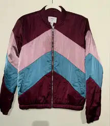 Forever 21 Burgundy and Blue Bomber Jacket