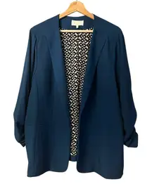 Skies Are Blue Womens Raja Collarless Blazer Size 3X Ruched Sleeve Office Career