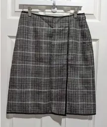 Banana Republic plaid faux leather trim wool pencil skirt size 8