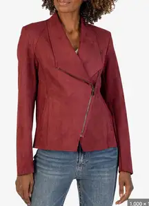 Kut from the Kloth Jacket Womens Small Red‎ Carina Faux Suede Moto Jacket