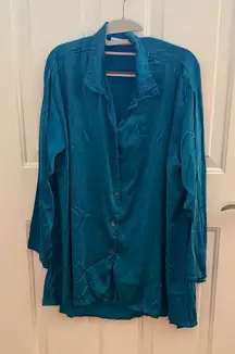 bryn Walker Teal Button-Up Top