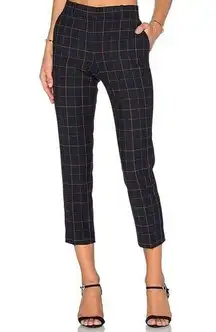 Theory NEW  size 0 Treeca 2 Tile Check Cropped Pant Dark Navy Multi plaid trouser