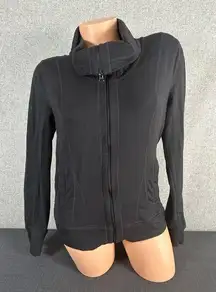 Prana Medium Womens Jacket Top Long Sleeve Full Zip Stretch Black Athletic