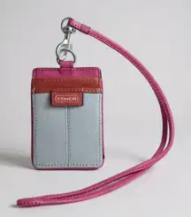 COACH Pink ID Lanyard Credit Card Holder Keychain Going Out Wallet Leather Women