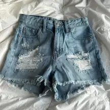 Light wash high waisted denim shorts