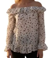 SABO‎ SKIRT Gorgeous Cream Floral Off-Shoulder L/S Lexi  Top NWT Size Small