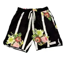 Civil Regime Black And White Stripe Floral Shorts