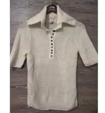 H&M Mohair wool blend collared top  size S beige cream henley preppy minimalist