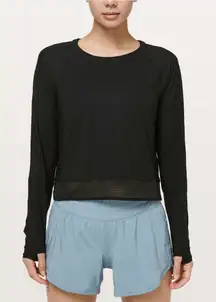 Lululemon Stripe In Stride Long Sleeve Top Athletic Shirt Active Black Size 10