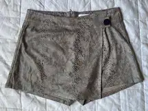 Revolve X Superdown Beige Faux Suede Snake Skin Print Wrap Skort - Medium